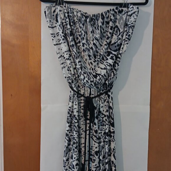 Sandiva strapless, leopard-print, Black White, One Piece, Large - Picture 1 of 8